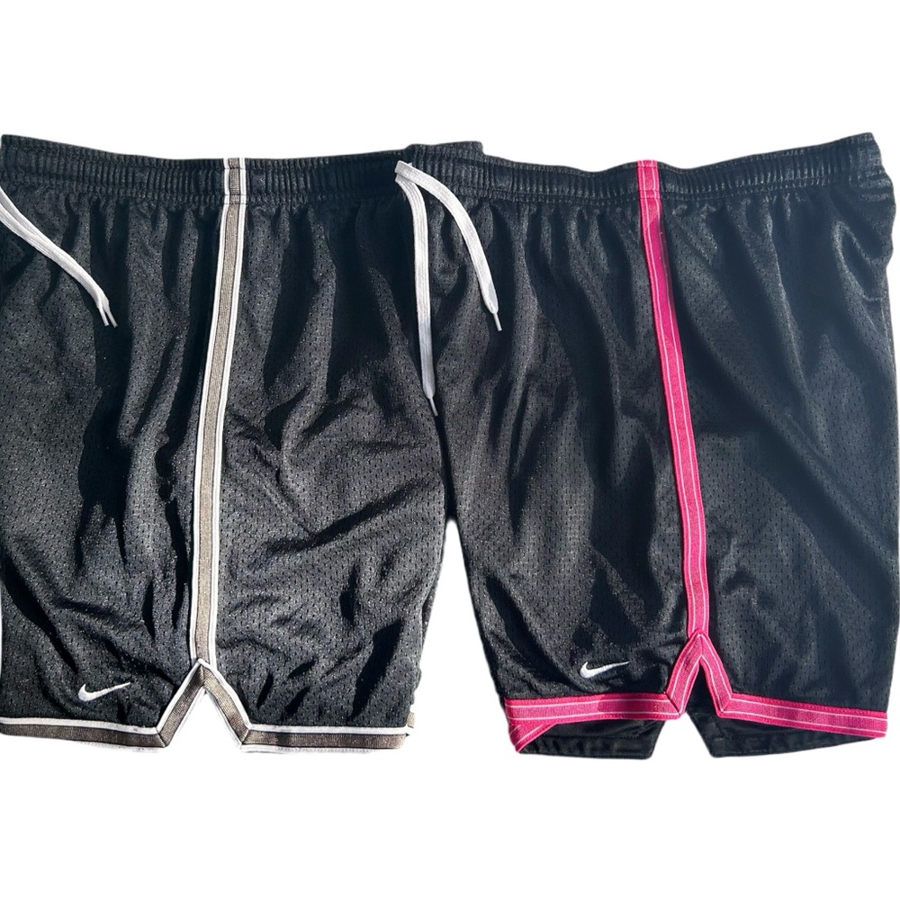 Nike Women’s Black Athletic Shorts with Pink and White Trim size Small 4 - 6